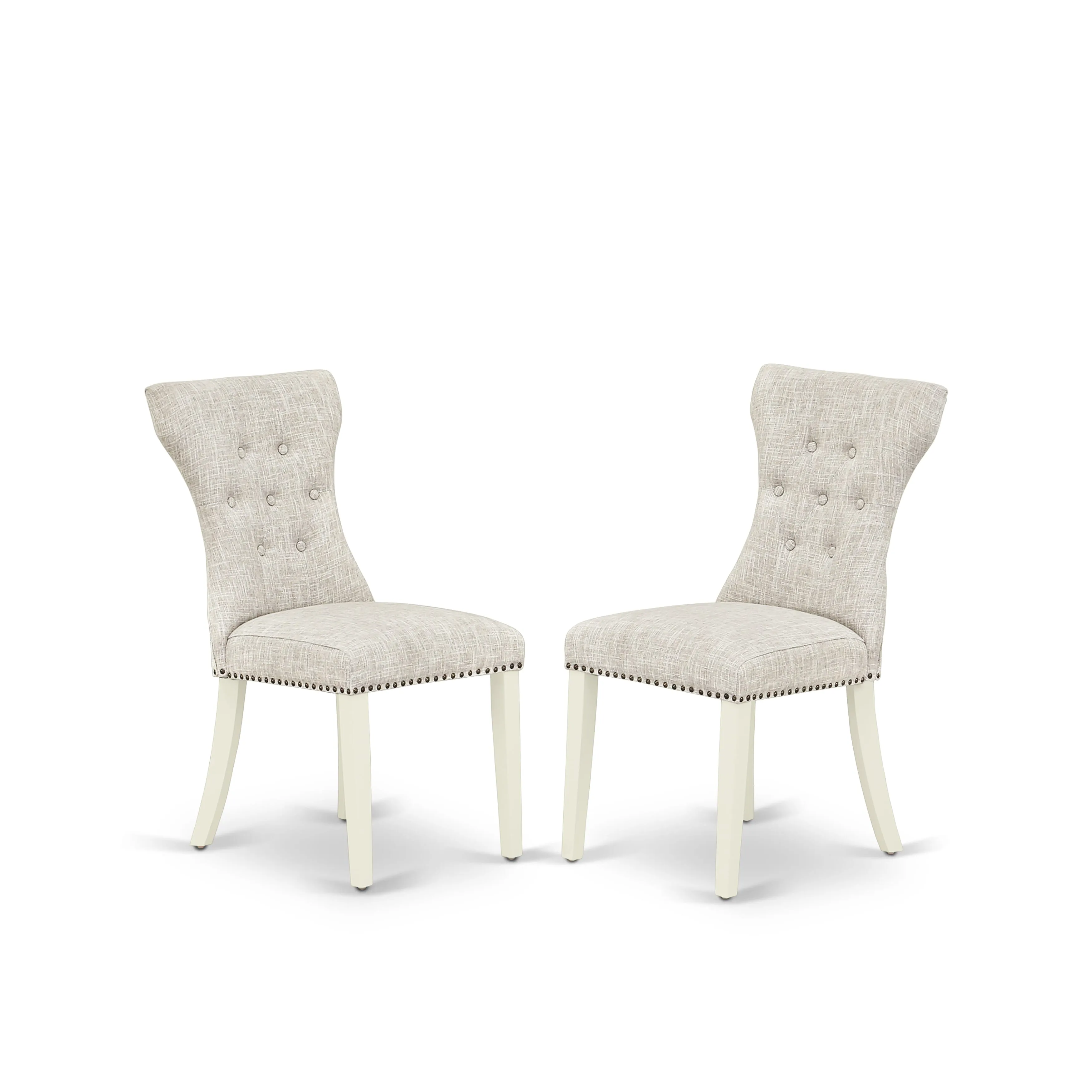 East West Furniture X027GA235-9 9 Piece Dining Set Includes a Rectangle Dining Room Table with X-Legs and 8 Doeskin Linen Fabric Upholstered Parson Chairs