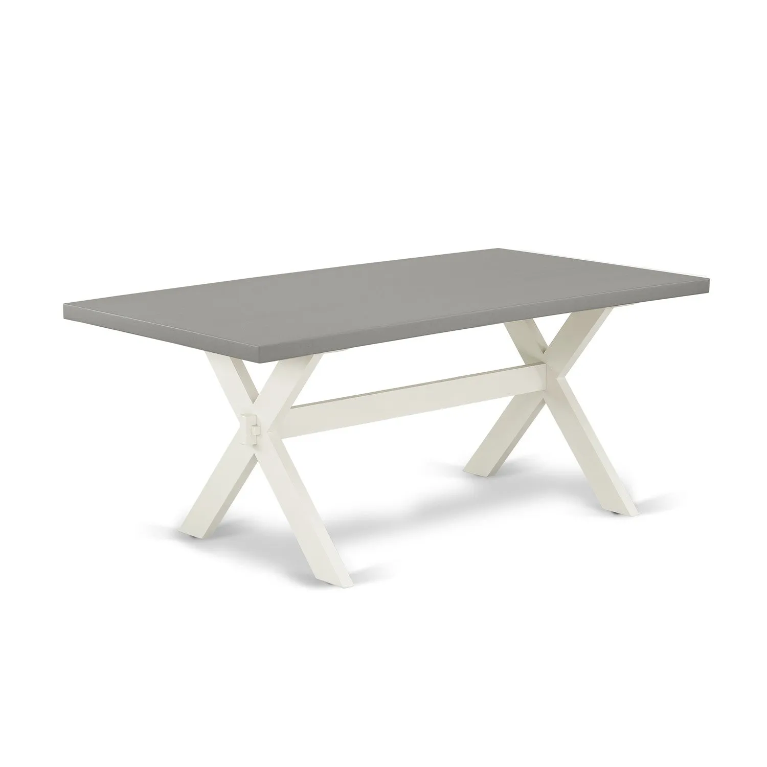 East West Furniture X097DR207-9 9 Piece Dining Table Set Includes a Rectangle Dining Room Table with X-Legs and 8 Gray Linen Fabric Upholstered Parson Chairs, 40x72 Inch, Multi-Color