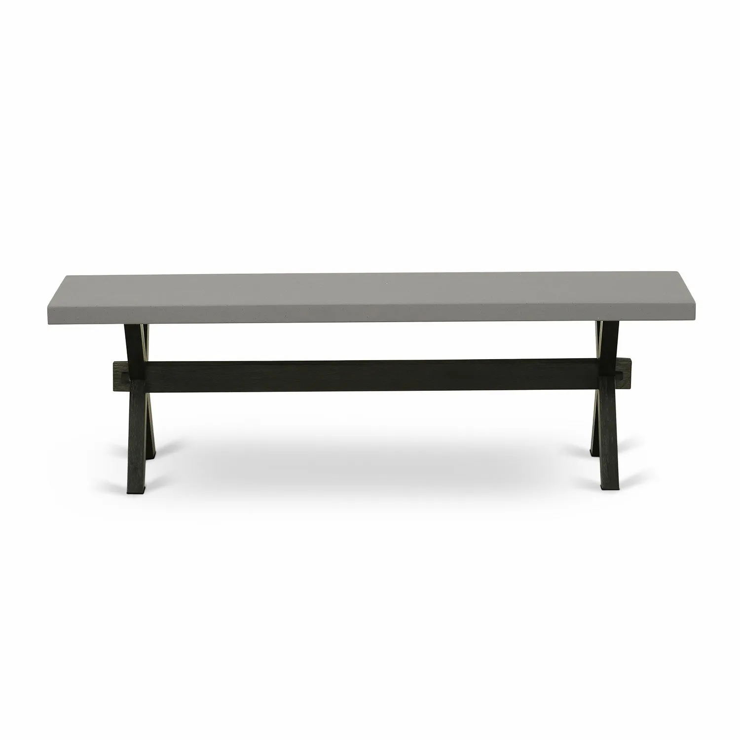 East West Furniture X696GA124-6 6 Piece Modern Dining Table Set Contains a Rectangle Wooden Table with X-Legs and 4 Black Linen Fabric Parson Chairs with a Bench, 36x60 Inch, Multi-Color