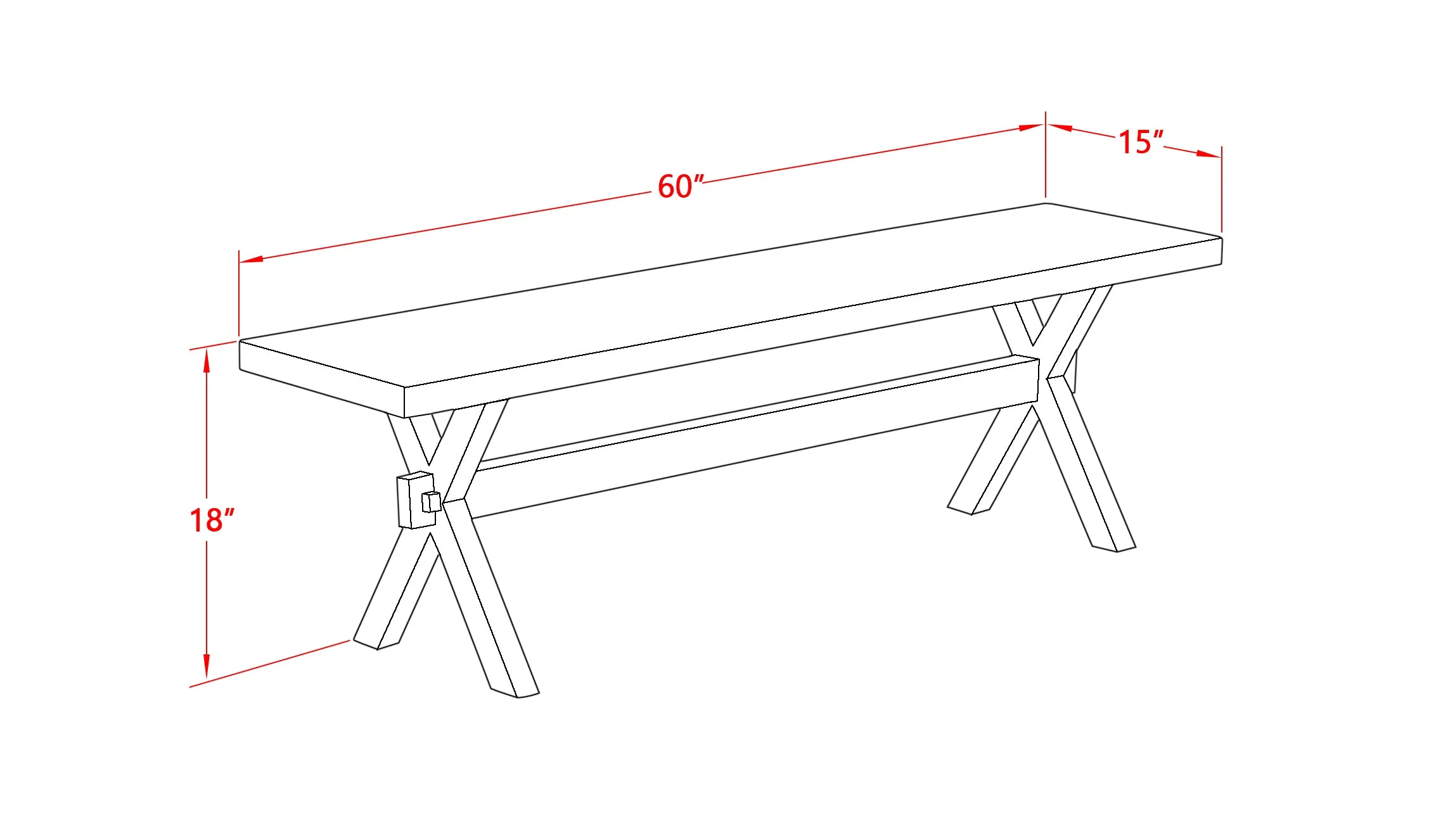 East West Furniture X696GA124-6 6 Piece Modern Dining Table Set Contains a Rectangle Wooden Table with X-Legs and 4 Black Linen Fabric Parson Chairs with a Bench, 36x60 Inch, Multi-Color