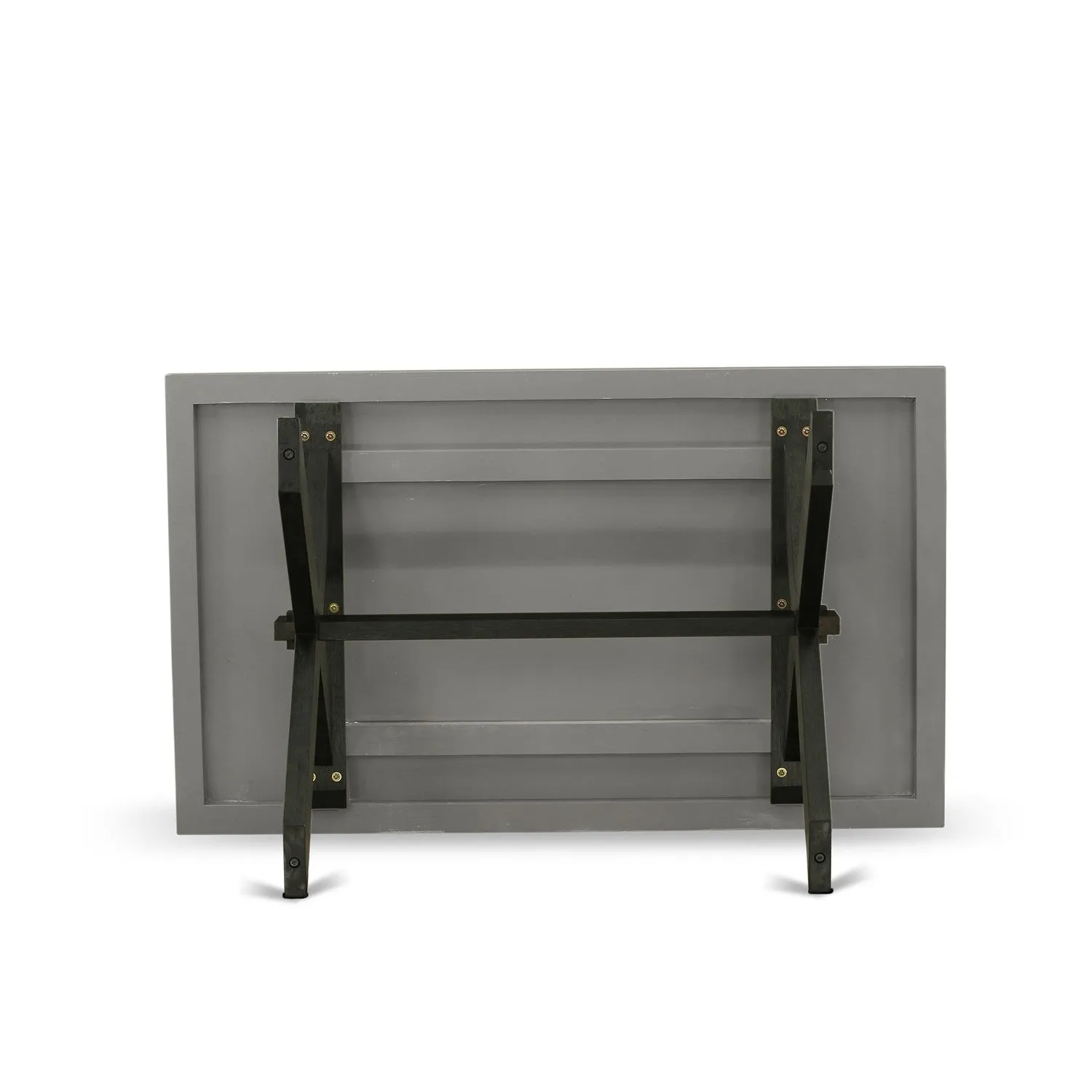 East West Furniture X696GA124-6 6 Piece Modern Dining Table Set Contains a Rectangle Wooden Table with X-Legs and 4 Black Linen Fabric Parson Chairs with a Bench, 36x60 Inch, Multi-Color