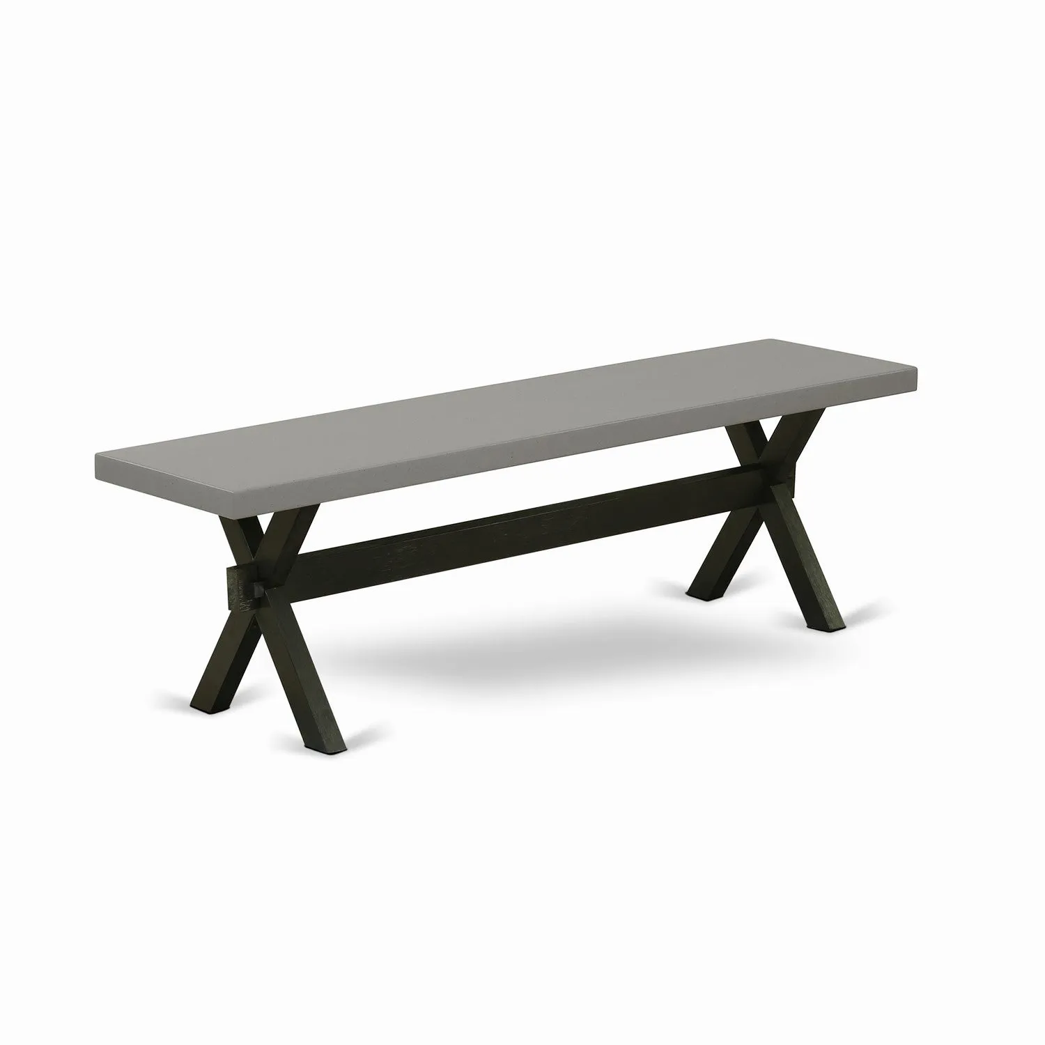 East West Furniture X696GA124-6 6 Piece Modern Dining Table Set Contains a Rectangle Wooden Table with X-Legs and 4 Black Linen Fabric Parson Chairs with a Bench, 36x60 Inch, Multi-Color