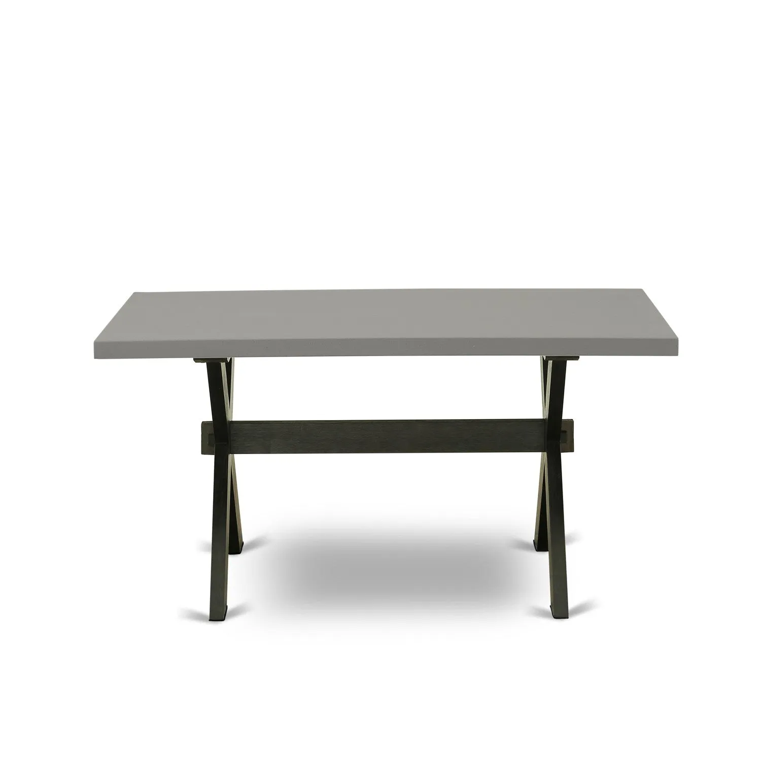 East West Furniture X696GA124-6 6 Piece Modern Dining Table Set Contains a Rectangle Wooden Table with X-Legs and 4 Black Linen Fabric Parson Chairs with a Bench, 36x60 Inch, Multi-Color