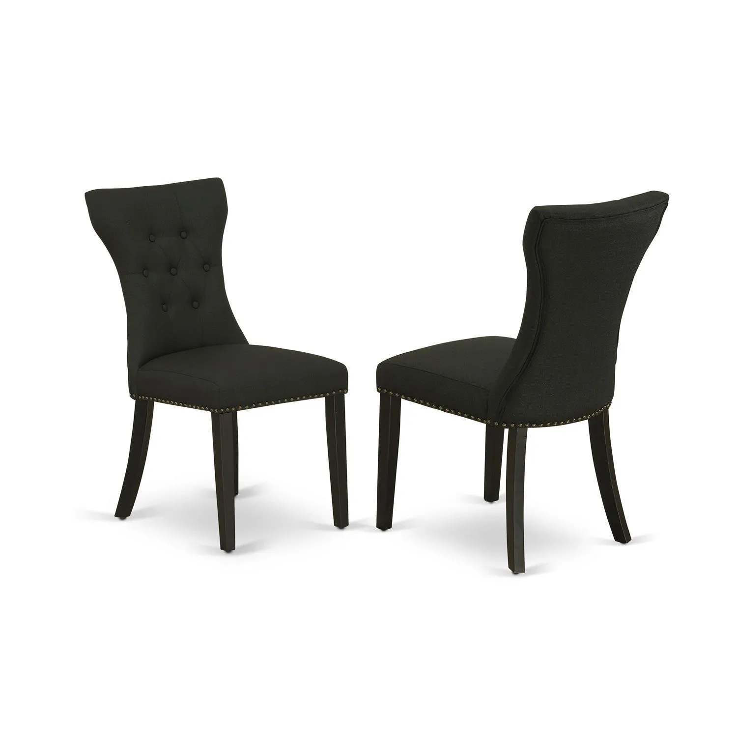 East West Furniture X696GA124-6 6 Piece Modern Dining Table Set Contains a Rectangle Wooden Table with X-Legs and 4 Black Linen Fabric Parson Chairs with a Bench, 36x60 Inch, Multi-Color