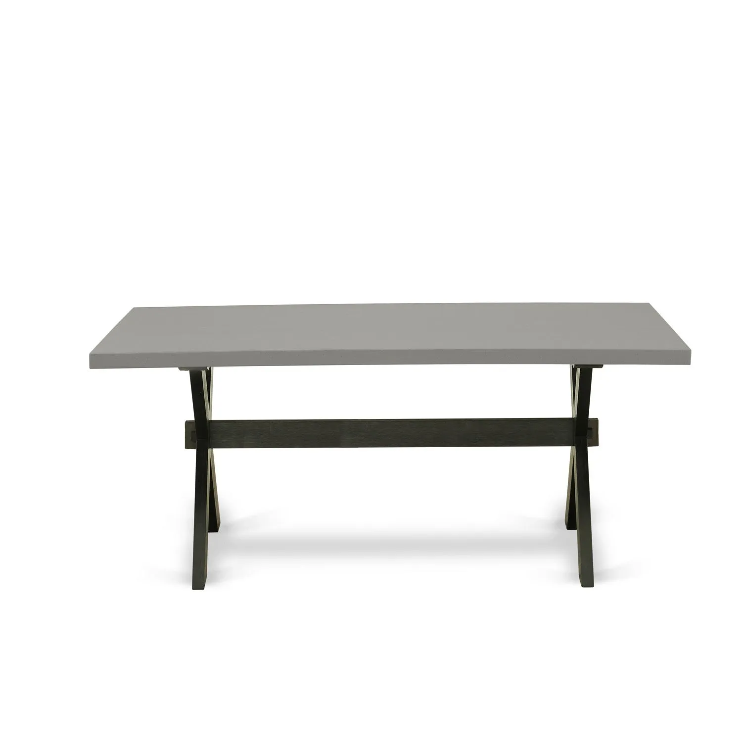 East West Furniture X697SI121-9 9 Piece Dining Table Set Includes a Rectangle Dining Room Table with X-Legs and 8 Blue Linen Fabric Upholstered Parson Chairs, 40x72 Inch, Multi-Color