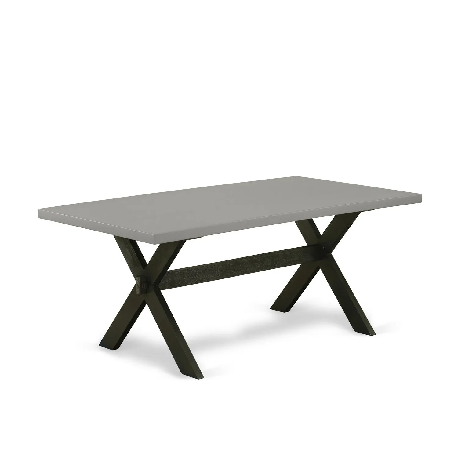 East West Furniture X697SI121-9 9 Piece Dining Table Set Includes a Rectangle Dining Room Table with X-Legs and 8 Blue Linen Fabric Upholstered Parson Chairs, 40x72 Inch, Multi-Color