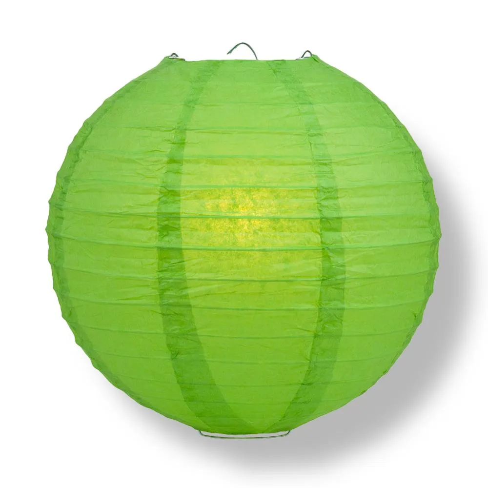 Greenery Color Party Pack Parallel Ribbed Paper Lantern Combo Set (12 pc Set)