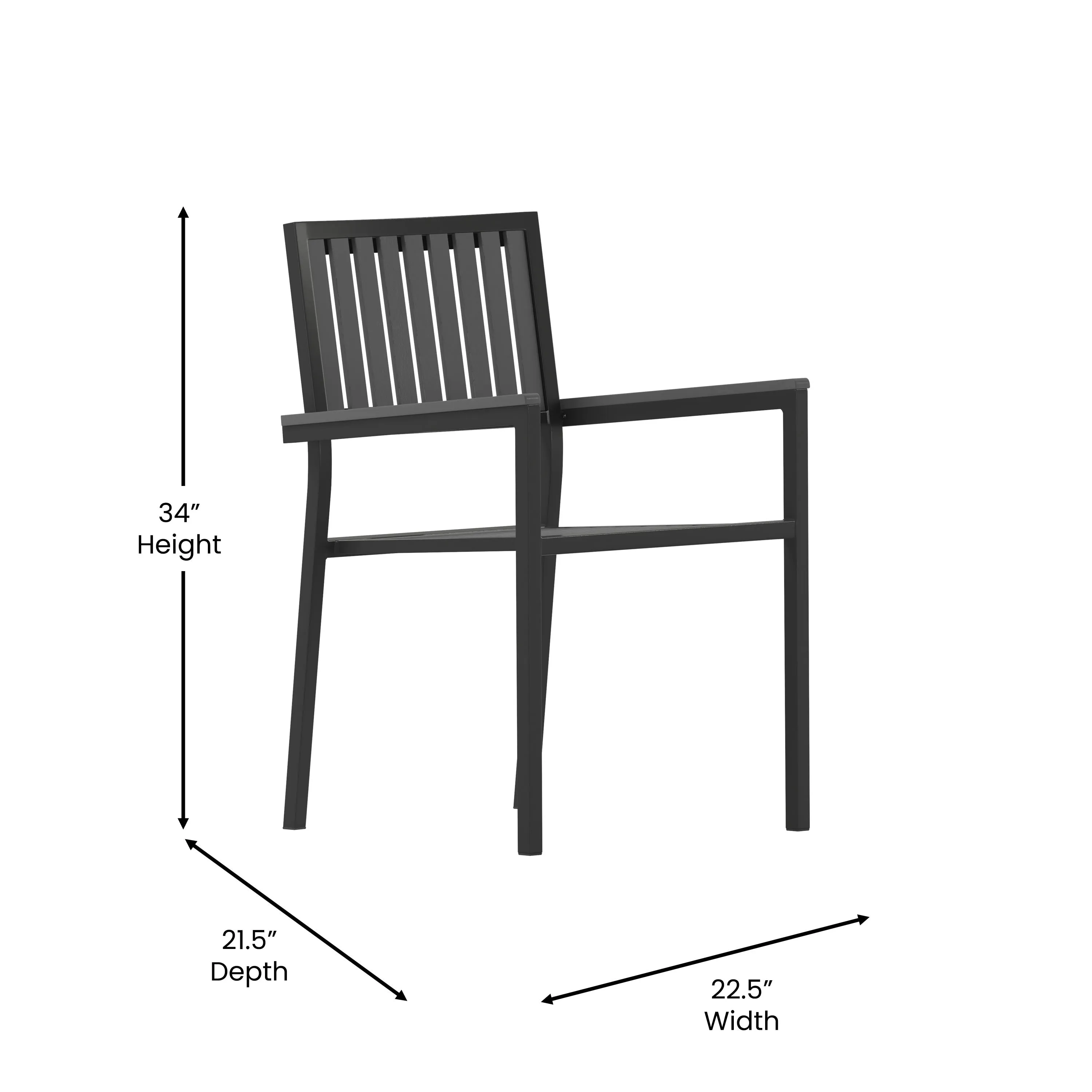 Harris Commercial 5 Piece Indoor-Outdoor Table and Chairs, Square Table with Poly Resin Top, 4 Metal Chairs with Poly Resin Backs & Seats