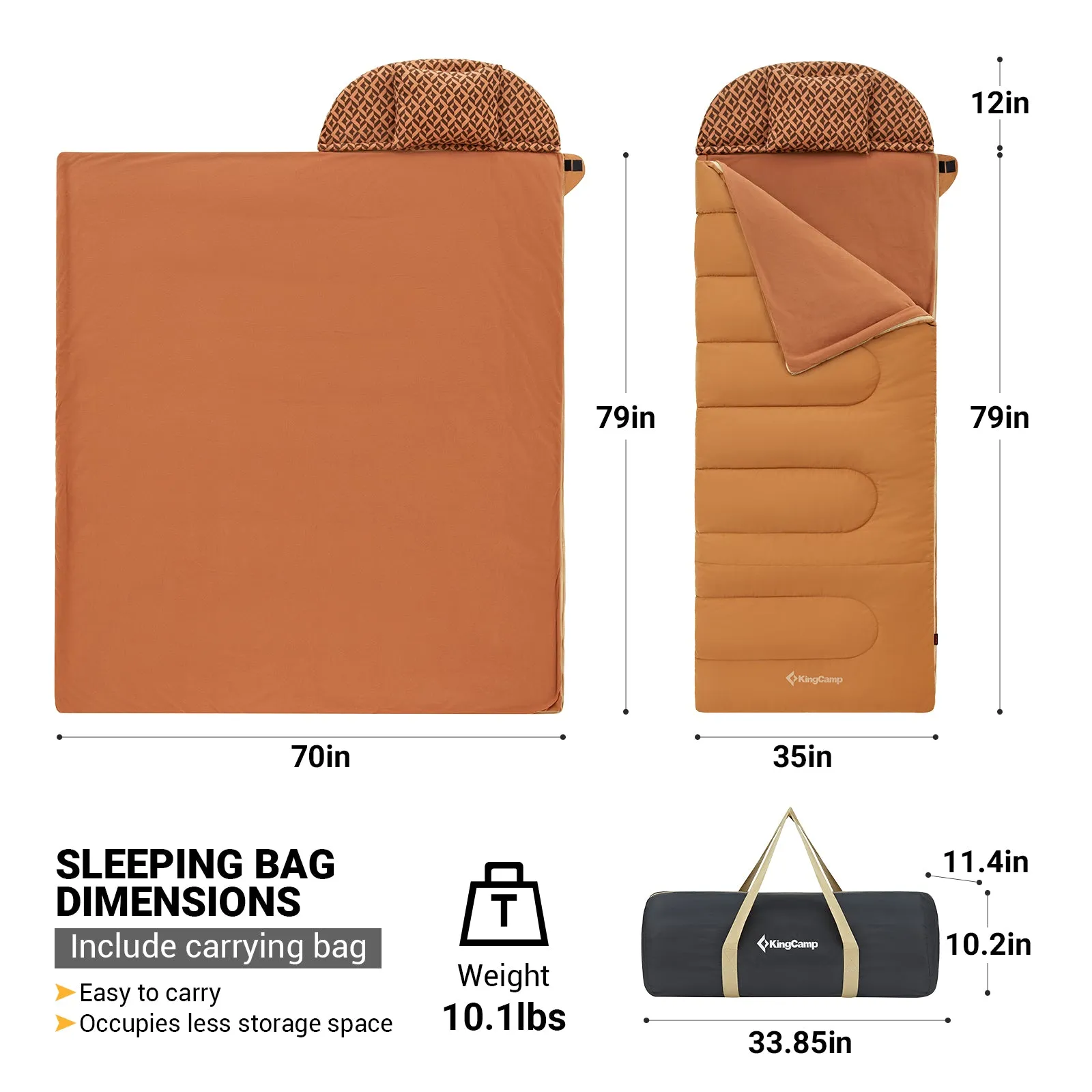 KingCamp 3-in-1 Sleeping Bag with Removable Liner