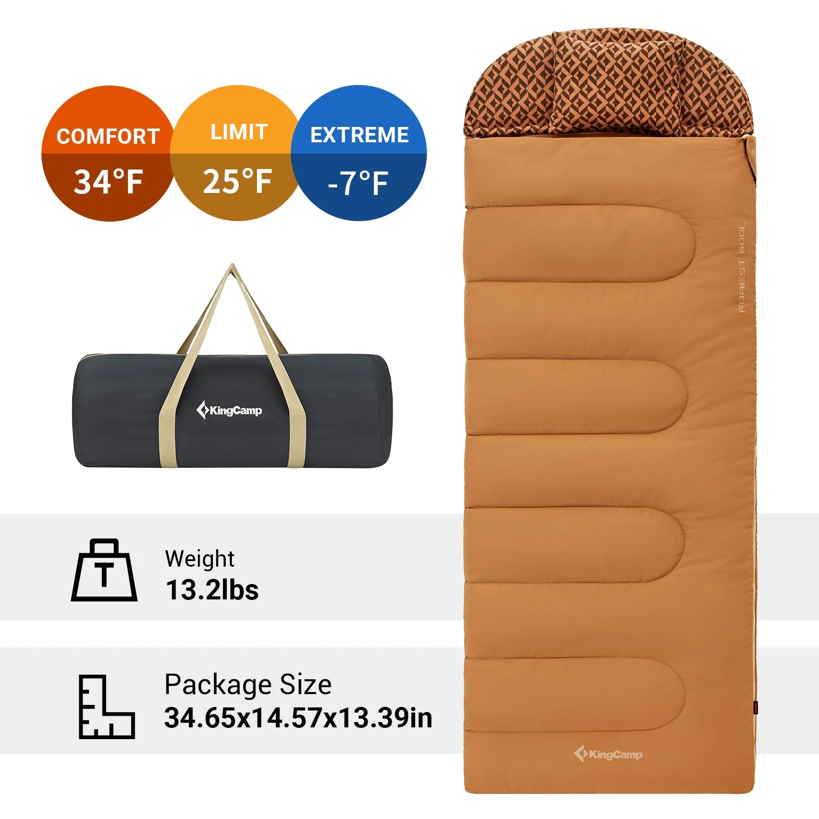 KingCamp 3-in-1 Sleeping Bag with Removable Liner