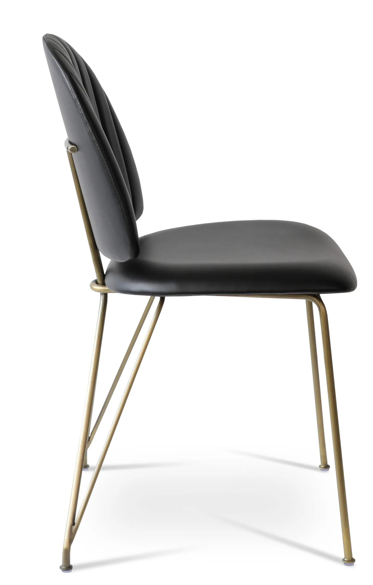 Langham - Side Chair with Black PPM Seat and Gold Brass Base by BNT sohoConcept
