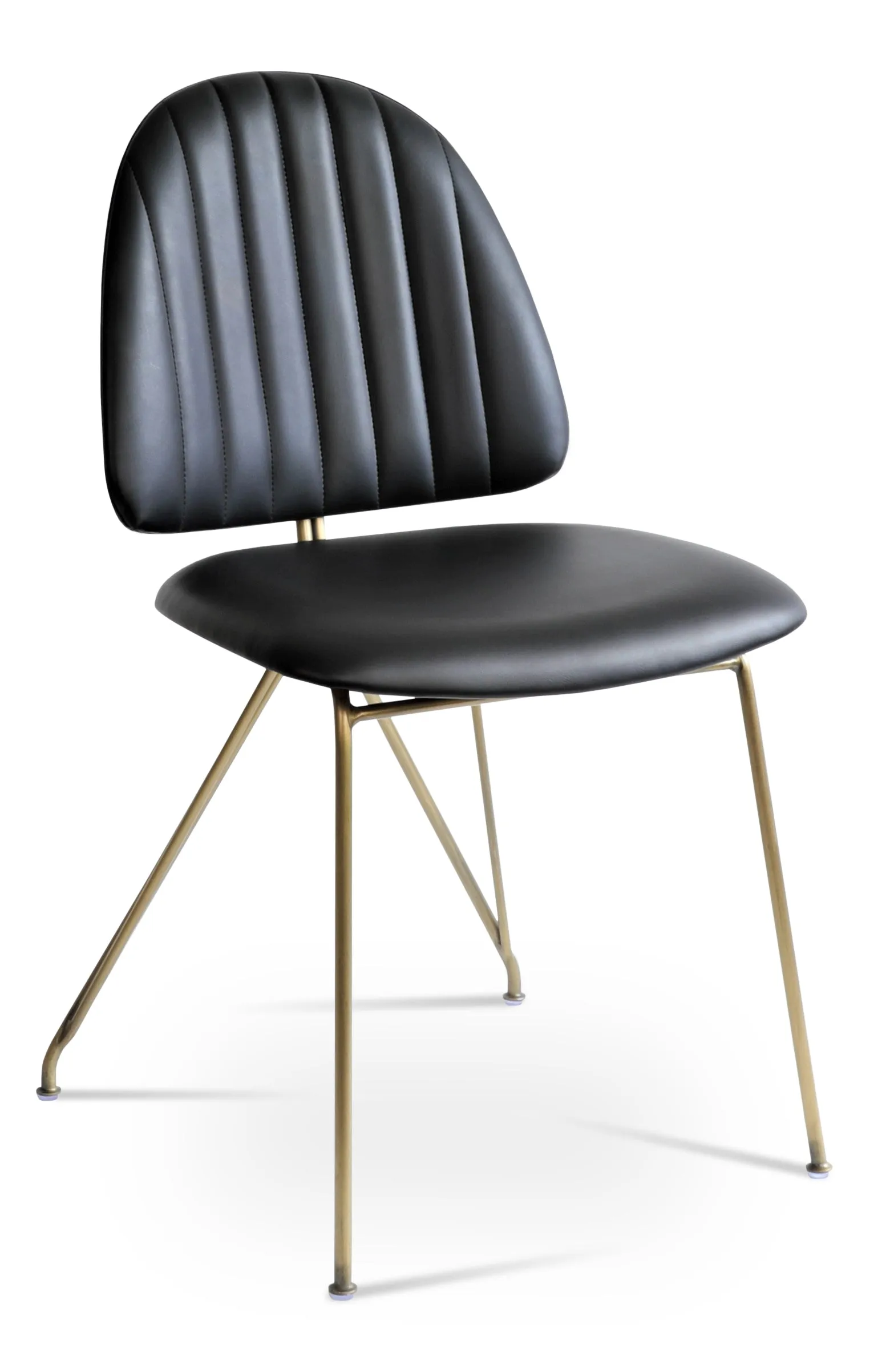 Langham - Side Chair with Black PPM Seat and Gold Brass Base by BNT sohoConcept