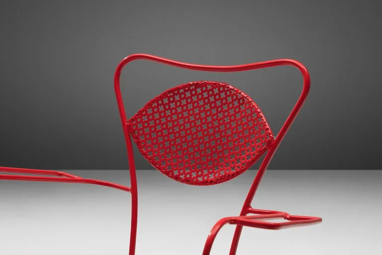 Large Set of Italian Patio Chairs in Lacquered Steel