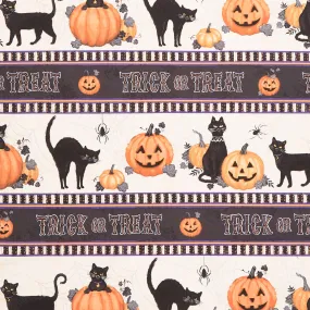 Meow-Gical Night - Halloween Cat Repeating Stripe Multi Yardage