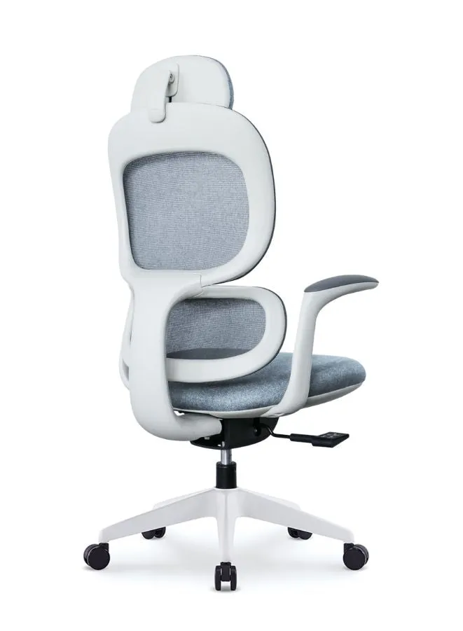 Modern Executive Ergonomic Office Chair With Sliding Seat and Headrest, White Frame for Office, Home and Shops