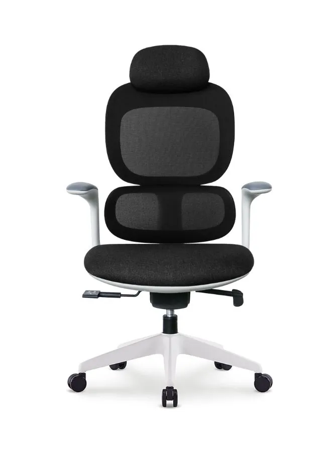 Modern Executive Ergonomic Office Chair With Sliding Seat and Headrest, White Frame for Office, Home and Shops