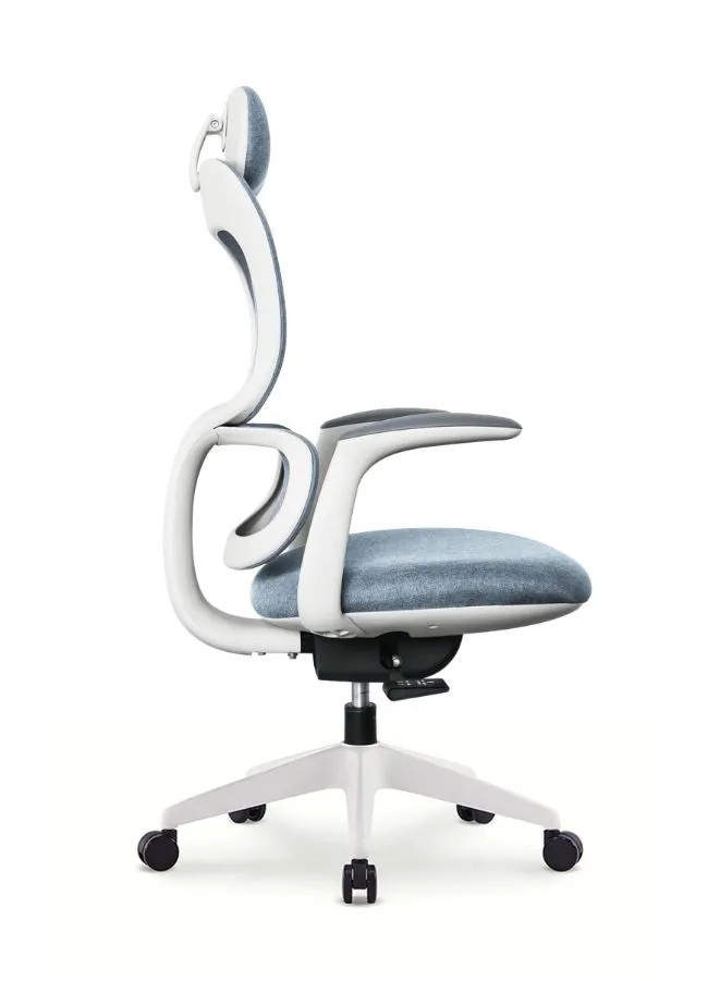 Modern Executive Ergonomic Office Chair With Sliding Seat and Headrest, White Frame for Office, Home and Shops