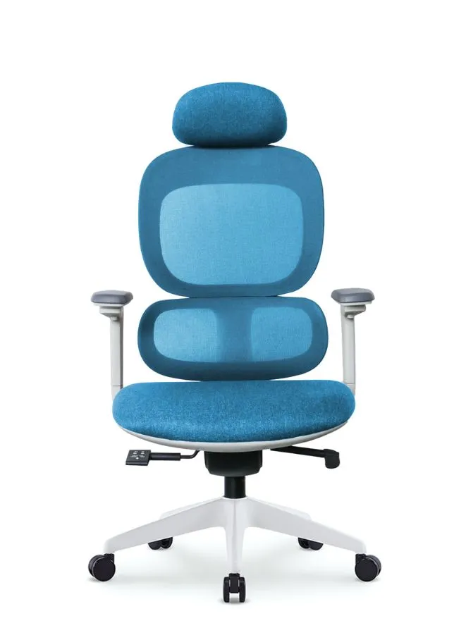 Modern Executive Ergonomic Office Chair With Sliding Seat and Headrest, White Frame for Office, Home and Shops