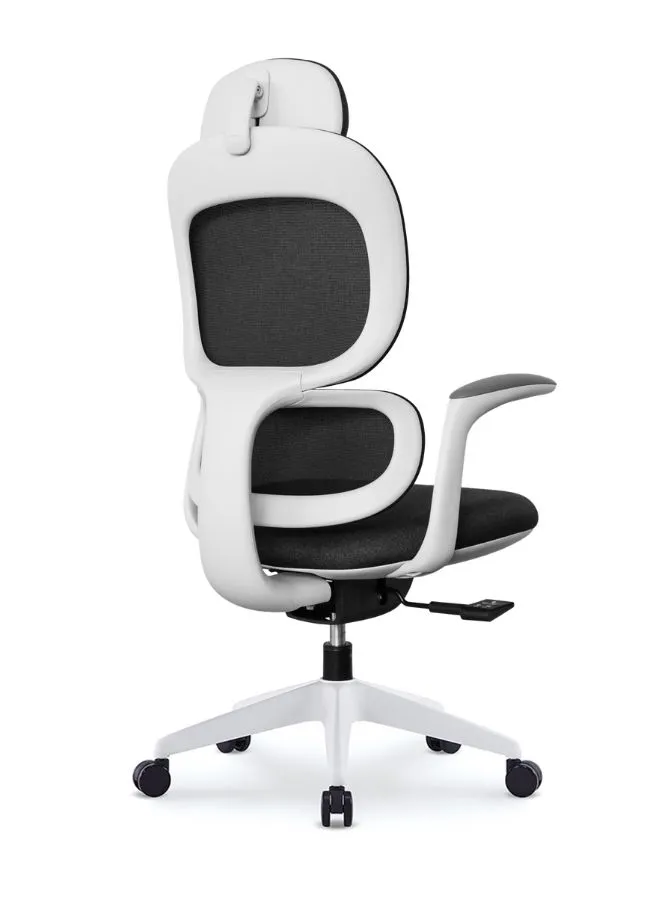 Modern Executive Ergonomic Office Chair With Sliding Seat and Headrest, White Frame for Office, Home and Shops