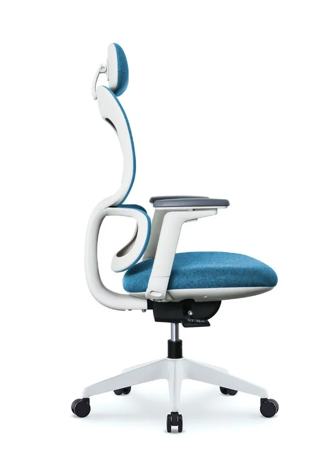 Modern Executive Ergonomic Office Chair With Sliding Seat and Headrest, White Frame for Office, Home and Shops