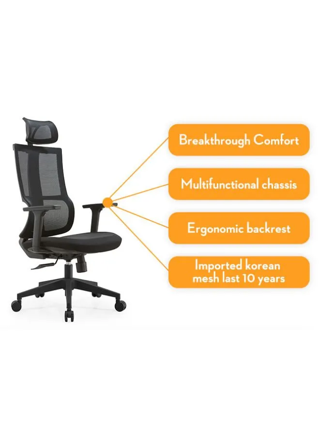Modern Mesh High Back Office Chair with Adjustable Headrest and Armrests for Office and Home
