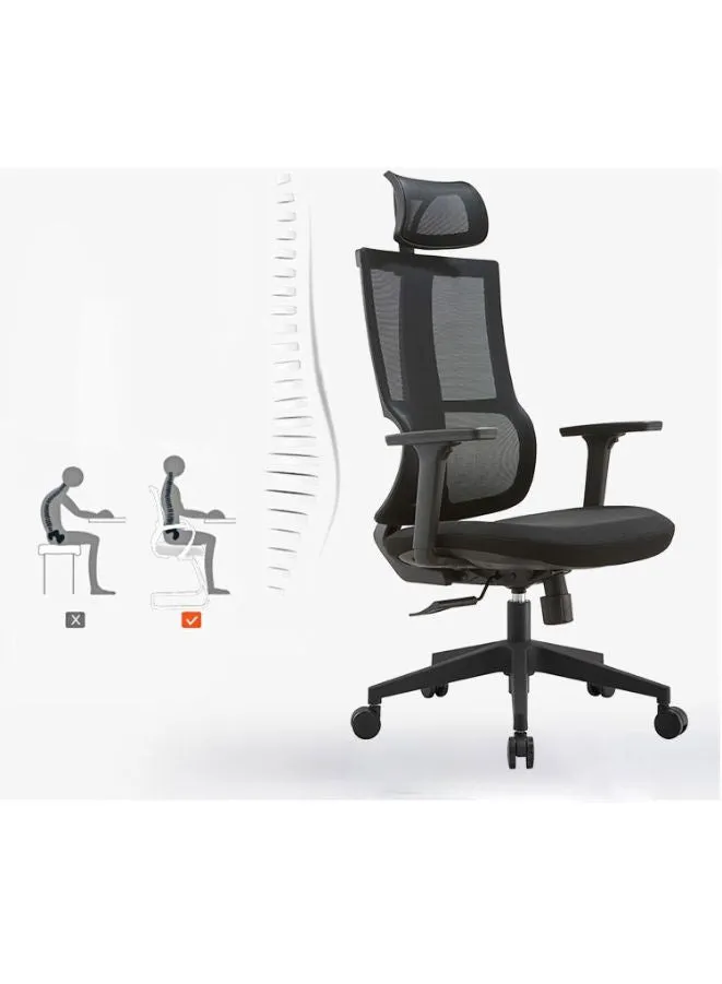 Modern Mesh High Back Office Chair with Adjustable Headrest and Armrests for Office and Home