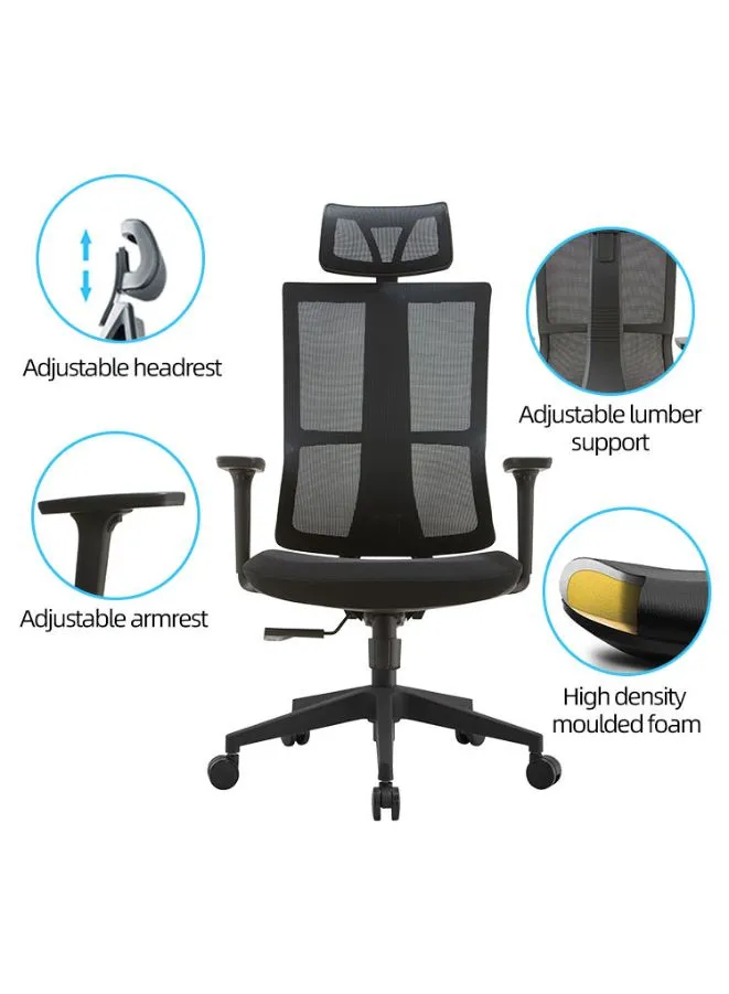 Modern Mesh High Back Office Chair with Adjustable Headrest and Armrests for Office and Home