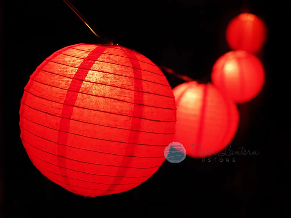MoonBright 12" Red Paper Lantern String Light Set (10-PACK Combo Kit)