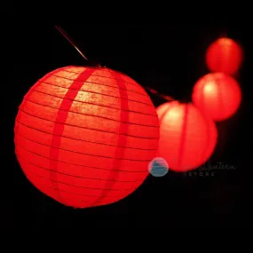 MoonBright 12" Red Paper Lantern String Light Set (10-PACK Combo Kit)