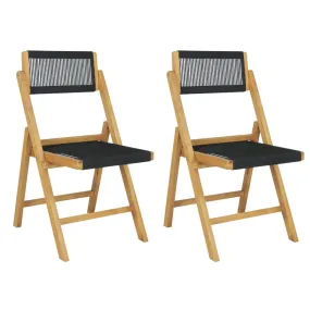 Olivier Coastal Modern Wood Roped Folding Chair with Adjustable Back