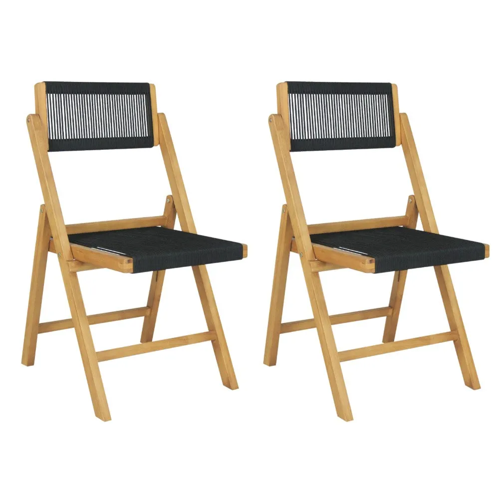 Olivier Coastal Modern Wood Roped Folding Chair with Adjustable Back