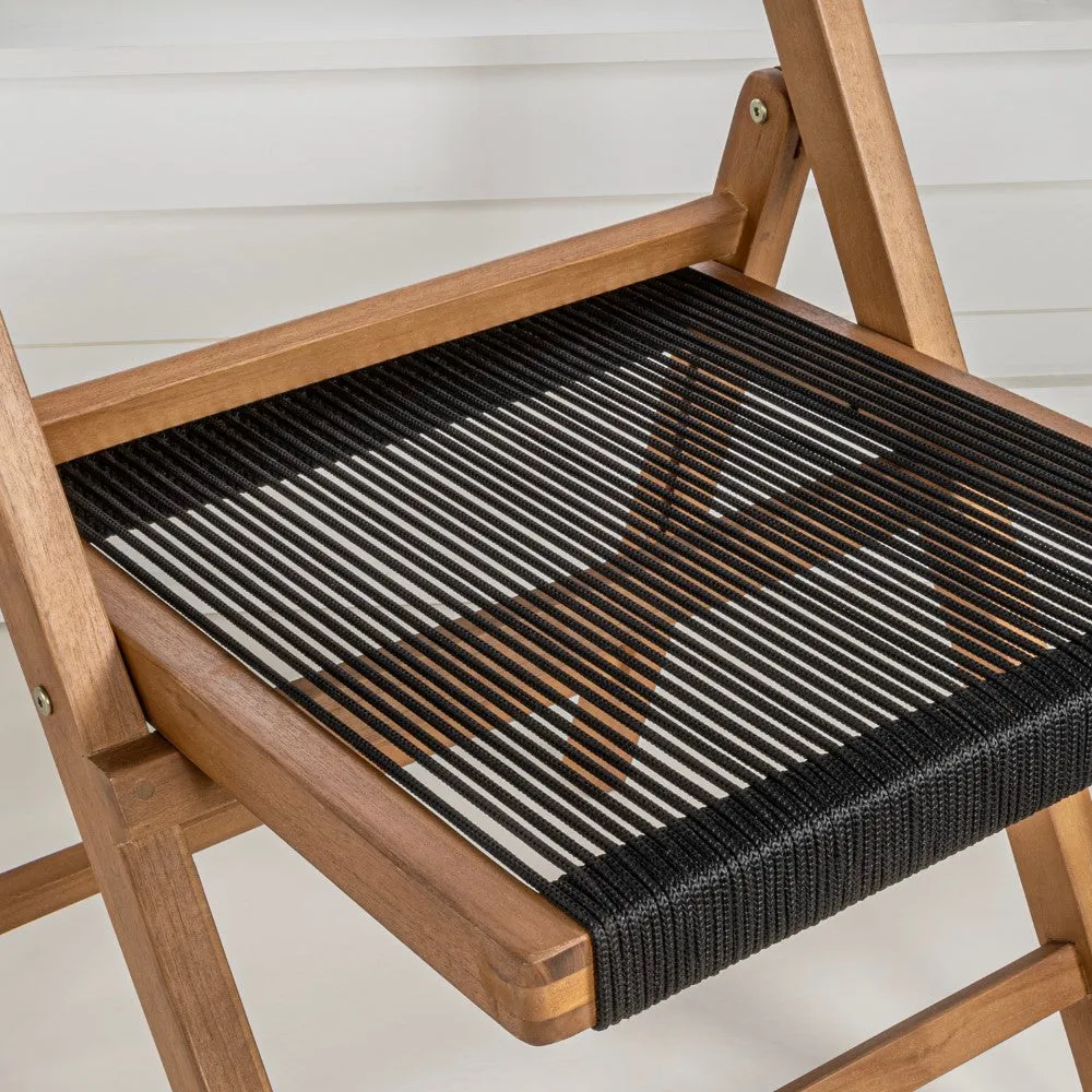 Olivier Coastal Modern Wood Roped Folding Chair with Adjustable Back