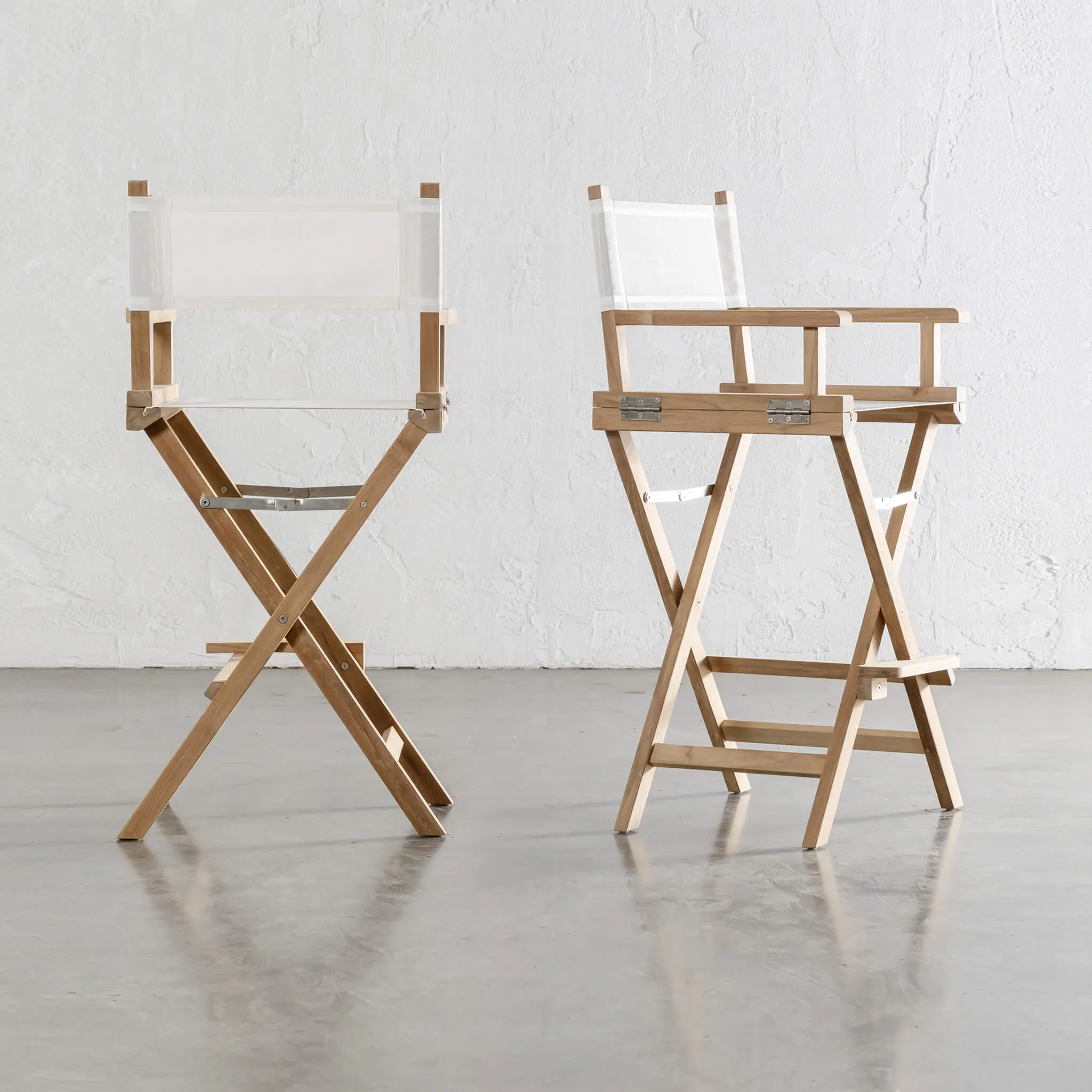 RODDA TEAK DIRECTORS BAR CHAIR  | TEAK FRAME  |  WHITE  |  BUNDLE X2   SAVE 15%