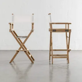 RODDA TEAK DIRECTORS BAR CHAIR  | TEAK FRAME  |  WHITE  |  BUNDLE X2   SAVE 15%