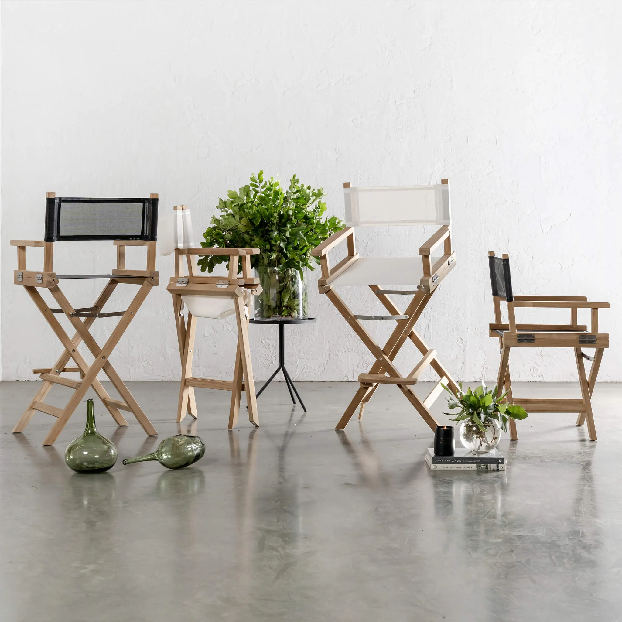 RODDA TEAK DIRECTORS BAR CHAIR  | TEAK FRAME  |  WHITE  |  BUNDLE X2   SAVE 15%