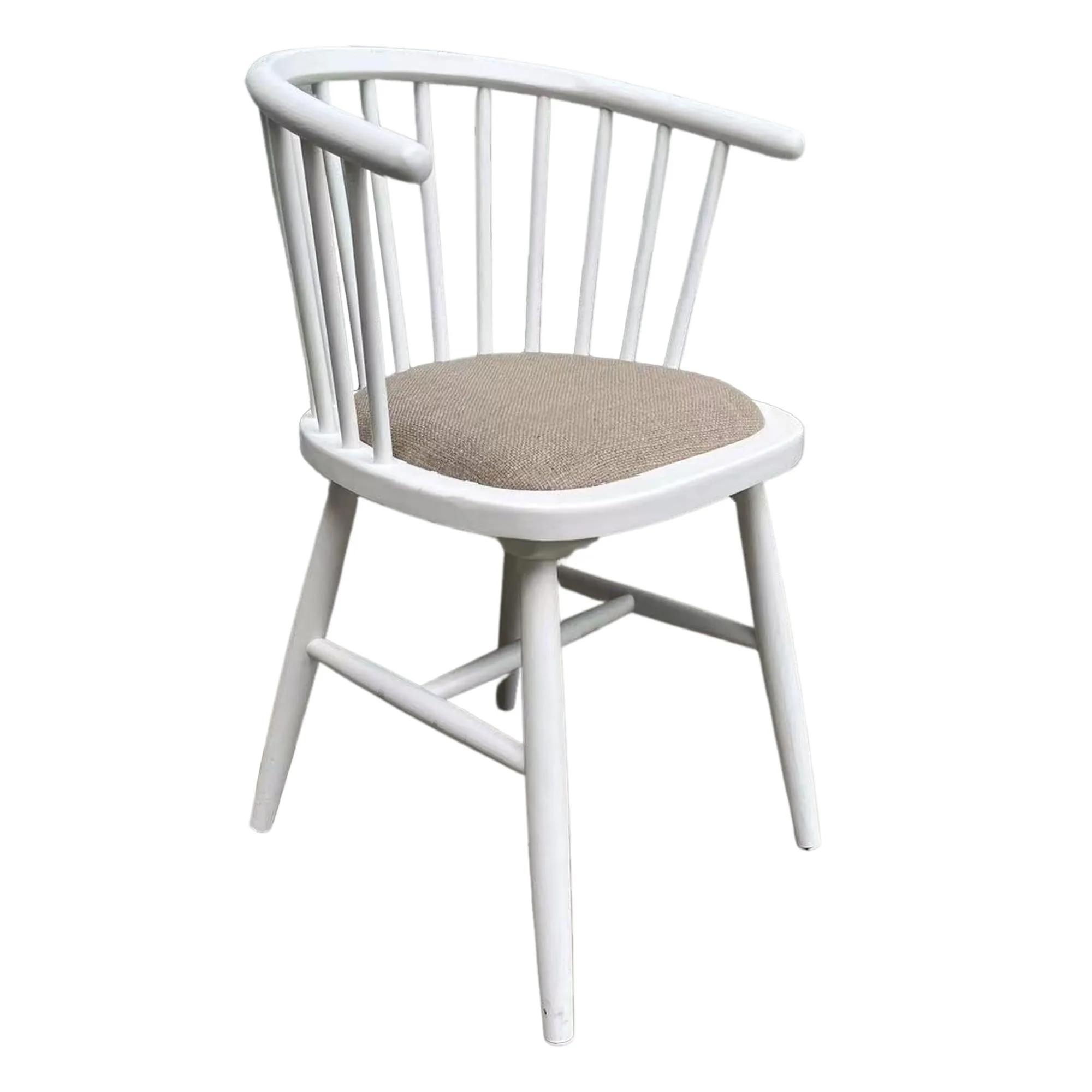 Round Curved Strip Back Elm Wood Dining Chair White