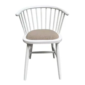 Round Curved Strip Back Elm Wood Dining Chair White