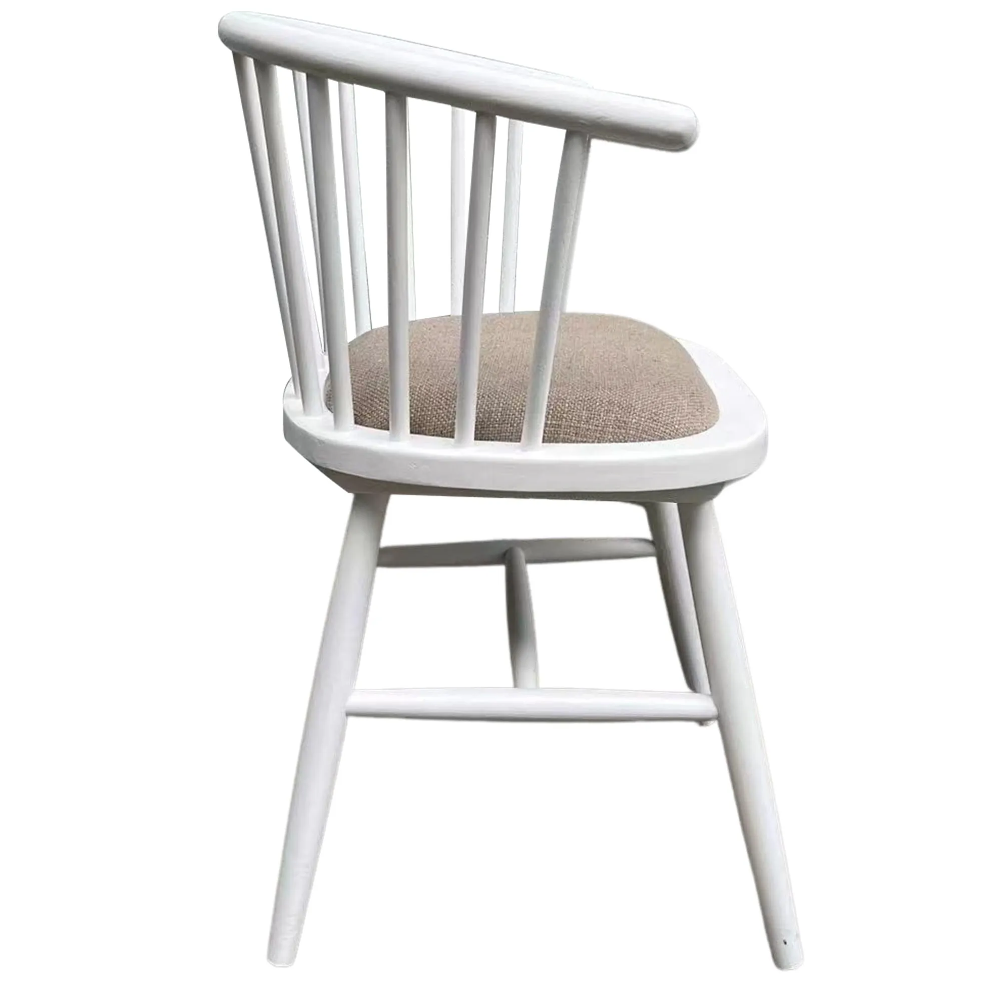 Round Curved Strip Back Elm Wood Dining Chair White