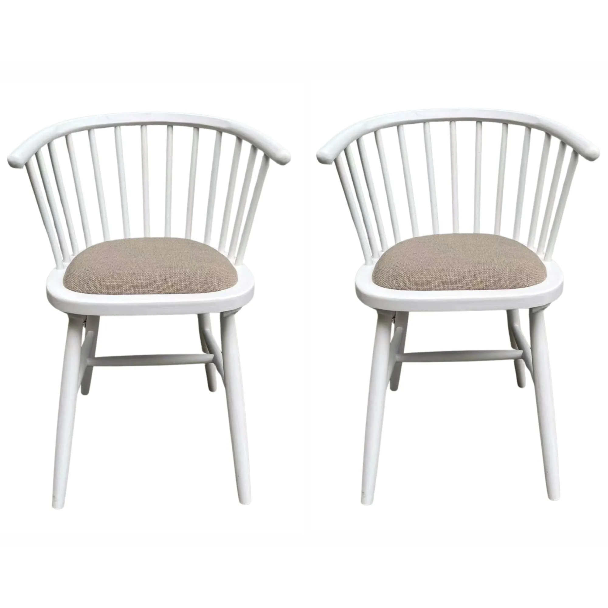 Round Curved Strip Back Elm Wood Dining Chair White