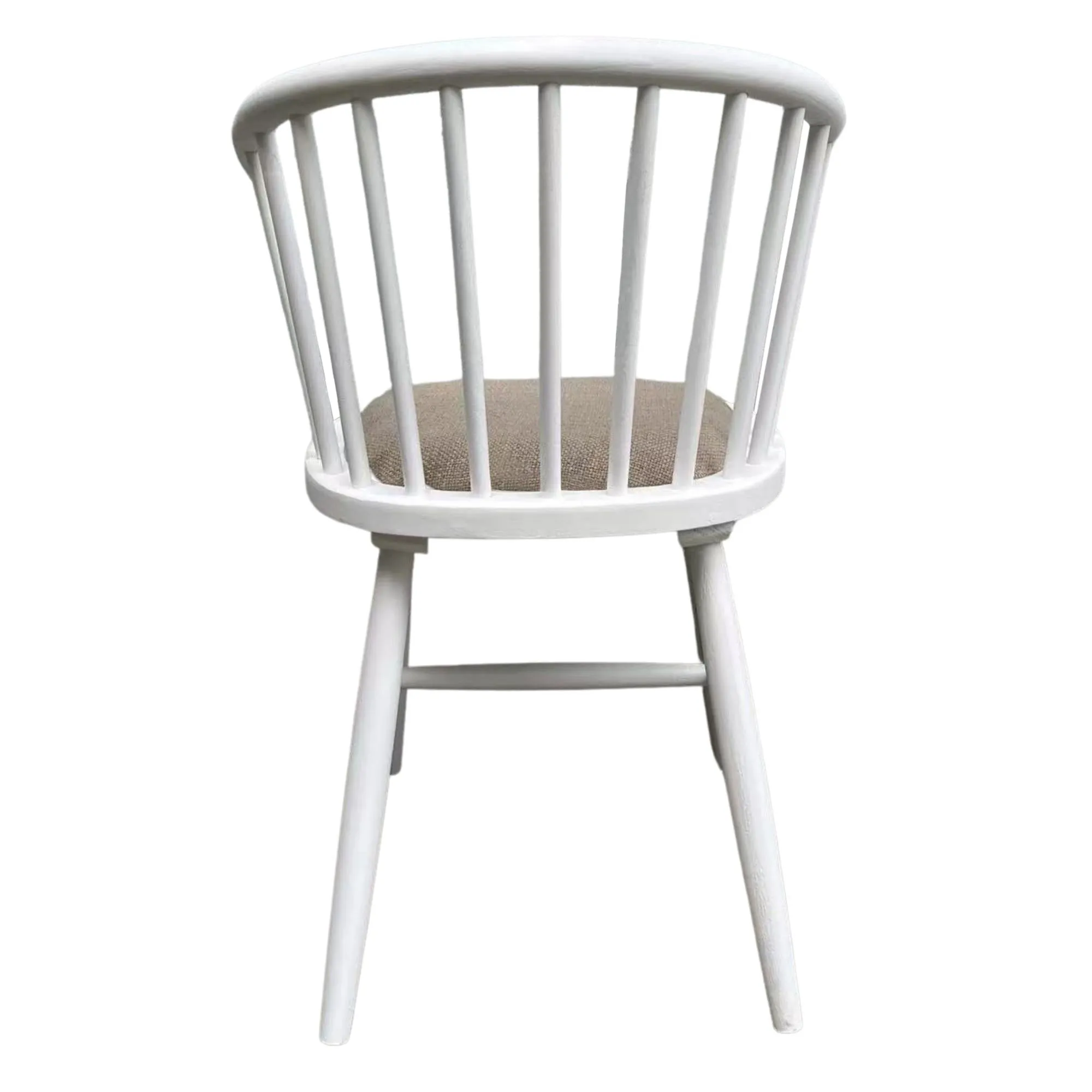 Round Curved Strip Back Elm Wood Dining Chair White