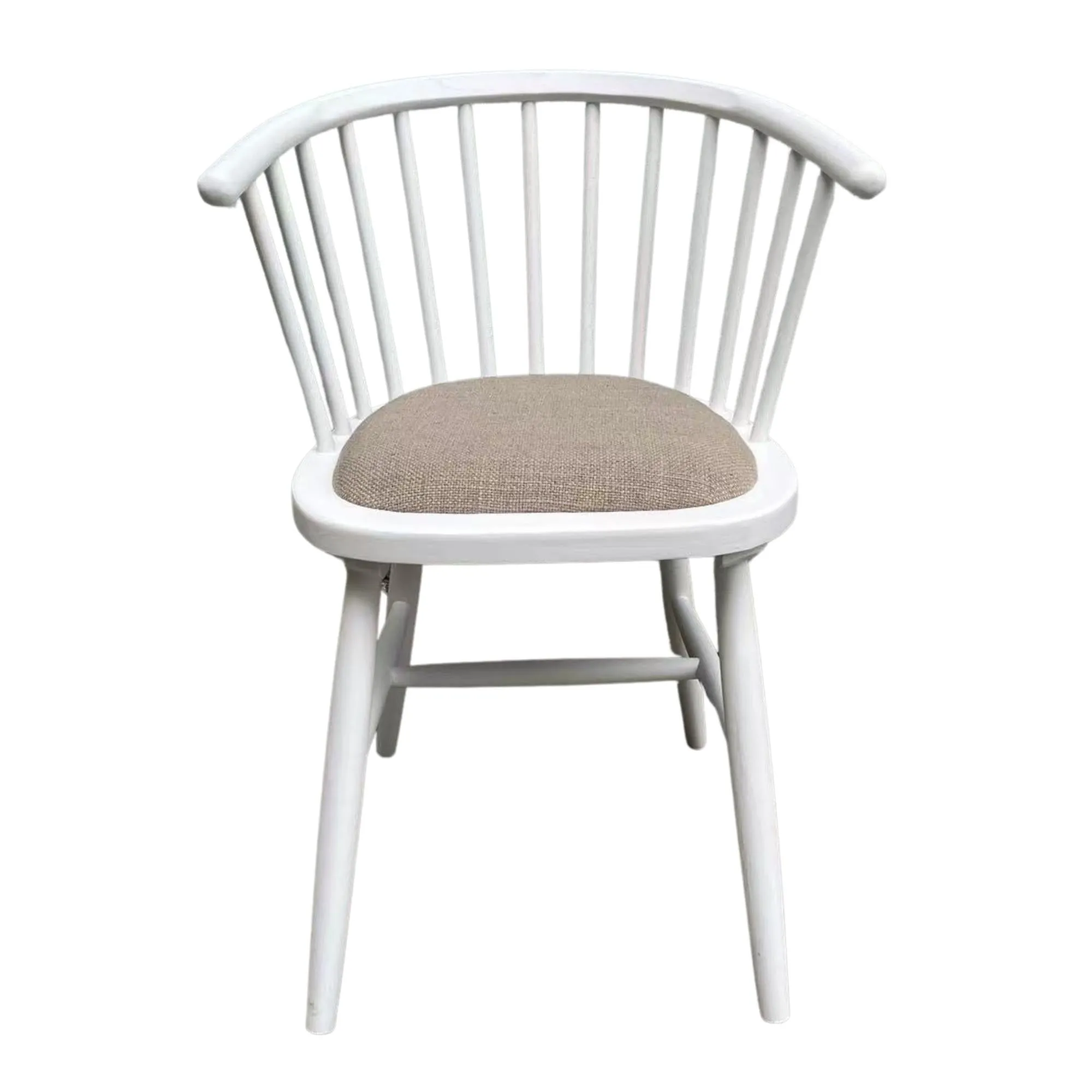 Round Curved Strip Back Elm Wood Dining Chair White