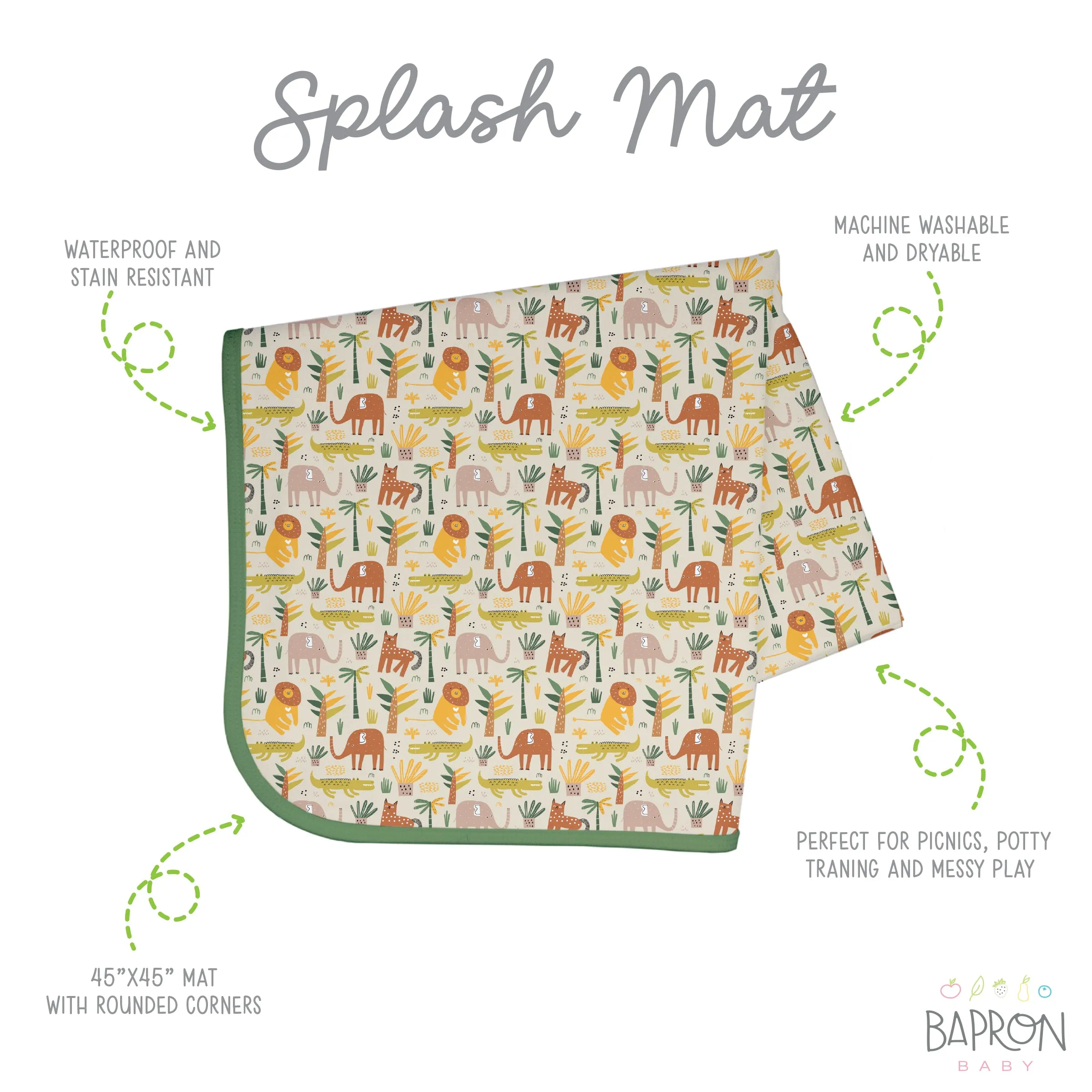 Safari Splash Mat - A Waterproof Catch-All for Highchair Spills and More!
