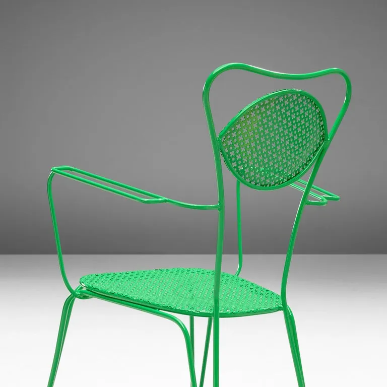 Set of Italian Patio Chairs in Green Lacquered Steel