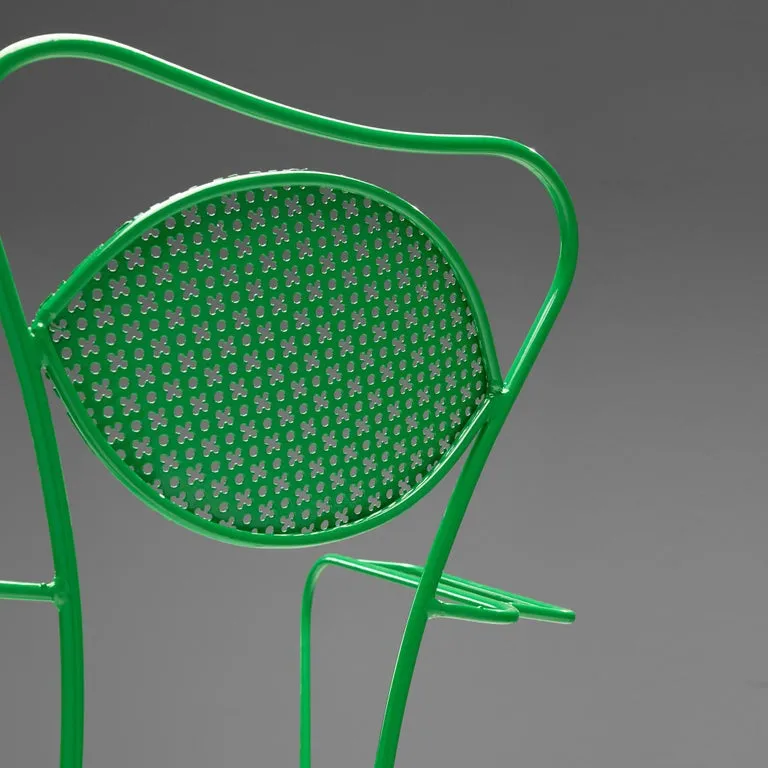 Set of Italian Patio Chairs in Green Lacquered Steel