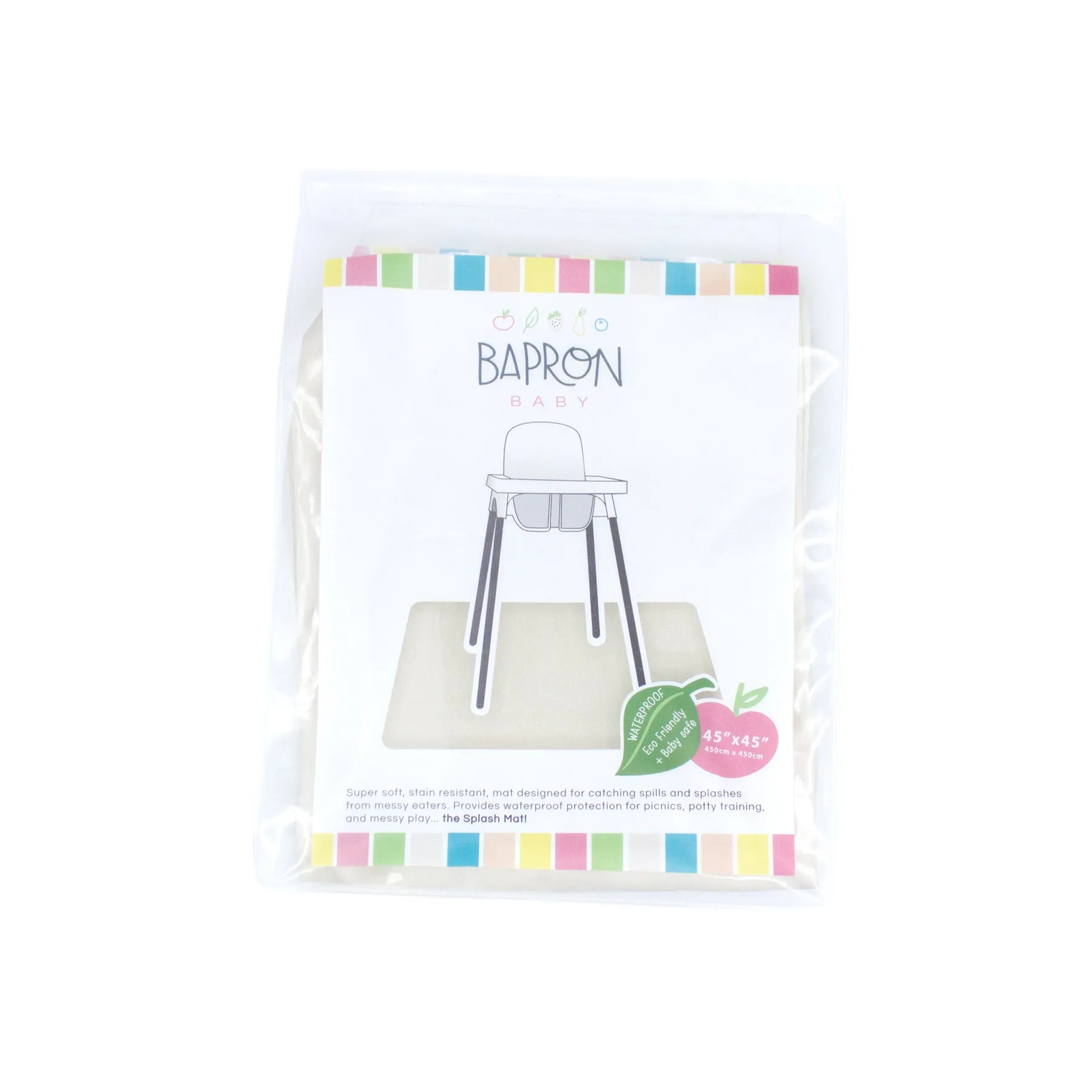 Solid Champagne Minimalist Splash Mat - A Waterproof Catch-All for Highchair Spills and More!