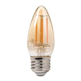 Straight Tip Chandelier Filament bulb, 60W Equivalent, B11 shape, E12 Candelabra base, 2200K, 80 CRI , Amber