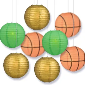 Texas College Basketball 14-inch Paper Lanterns 8pc Combo Party Pack - Dark Green, Gold
