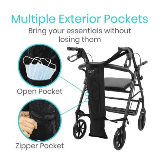 Vive Health Oxygen Tank Holder With Extra Pockets, Holds D/E Cylinders