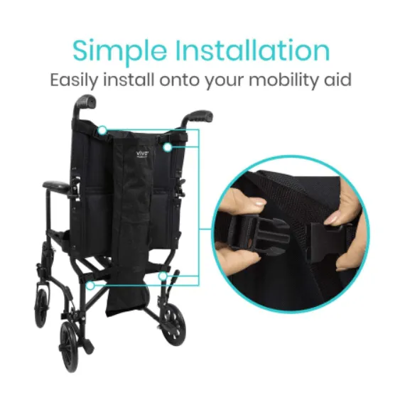 Vive Health Oxygen Tank Holder With Extra Pockets, Holds D/E Cylinders