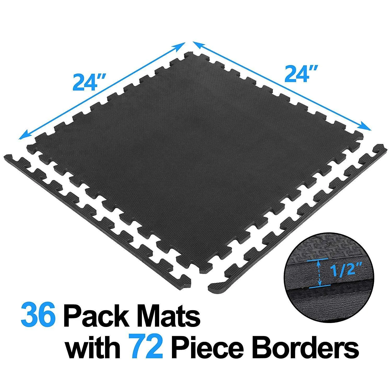 ZENY™ Interlocking EVA Foam Floor Mat Tiles High Density Fitness Exercise Mats for Home Gym,Yoga,Gymnastics,Cardio Workout Flooring,36 Tiles,144 SQ.FT